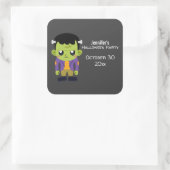 Green Frankenstein Monster Halloween-Party Quadratischer Aufkleber (Tasche)