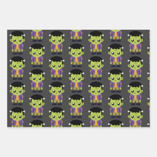 Green Frankenstein Monster Halloween Pattern Geschenkpapier Set (Vorderseite 2)