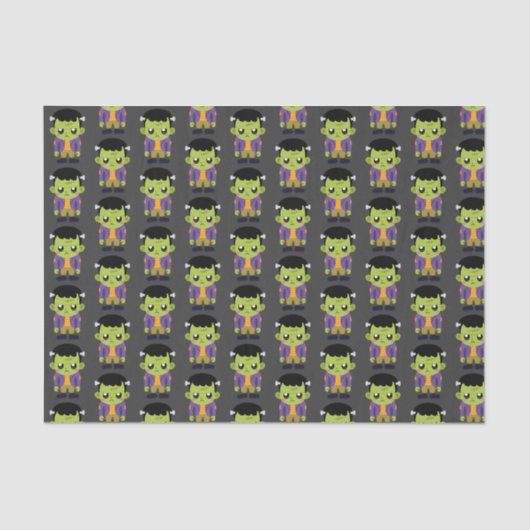 Green Frankenstein Monster Halloween Pattern Seidenpapier (Vorderseite)