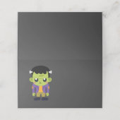 Green Frankenstein Monster Halloween Platzkarte (Außenseite Aufgefaltet)