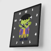 Green Frankenstein Monster Halloween Quadratische Wanduhr (Winkel)