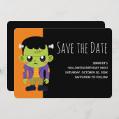 Green Frankenstein Monster Halloween Save The Date (Vorne/Hinten)