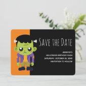 Green Frankenstein Monster Halloween Save The Date (Stehend Vorderseite)