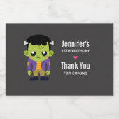 Green Frankenstein Monster Halloween Schaumweinetikett (Einzelnes Label)