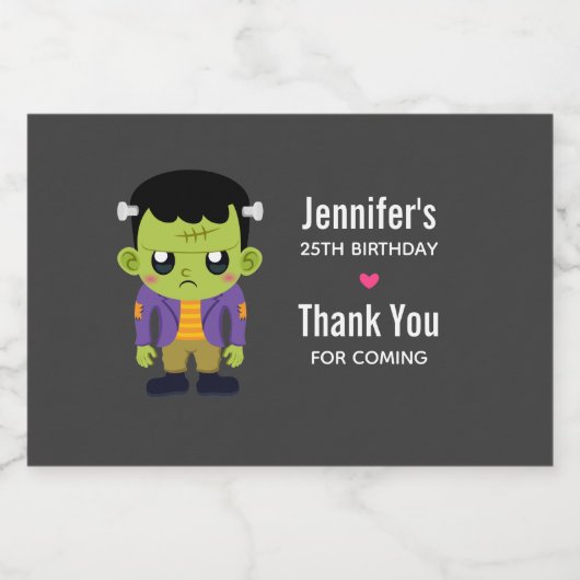 Green Frankenstein Monster Halloween Schaumweinetikett (Einzelnes Label)