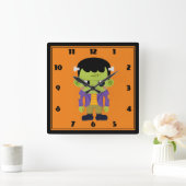 Green Frankenstein Monster Halloween Square Wall C Quadratische Wanduhr (Zuhause)