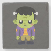 Green Frankenstein Monster Halloween Steinuntersetzer (Vorderseite)