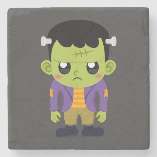 Green Frankenstein Monster Halloween Steinuntersetzer (Vorderseite)