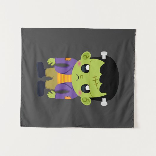 Green Frankenstein Monster Halloween Wandteppich (Vorderseite (Horizontal))