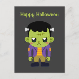 Green Frankenstein Monster Happy Halloween Postkarte