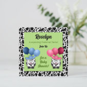 Green Fraternal Twins Baby Dusche Einladung (Stehend Vorderseite)