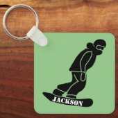 Green Freeride Snowboarder Snowboarder Stift Schlüsselanhänger (Vorderseite)