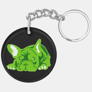 Green French Bulldog Schlüsselanhänger