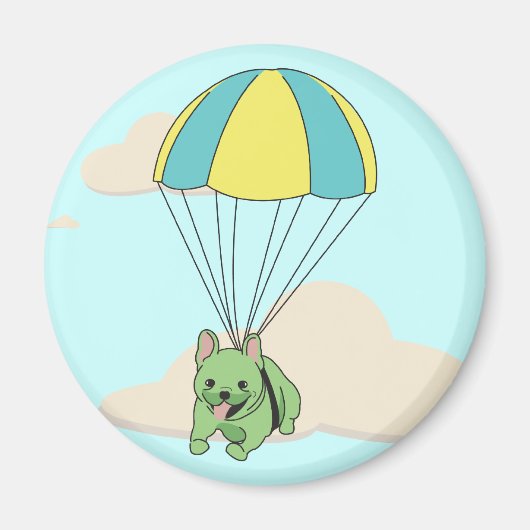 Green French Bulldog Umbrel Fun Magnet (Vorne)