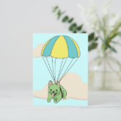 Green French Bulldog Umbrella Fun Postkarte (Stehend Vorderseite)