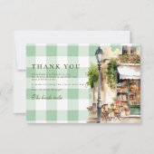 Green French Café Brautparty Dankeskarte (Vorderseite)