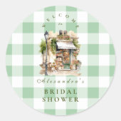 Green French Café Brautparty Runder Aufkleber (Vorderseite)