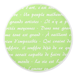 Green French Script Keramikknauf