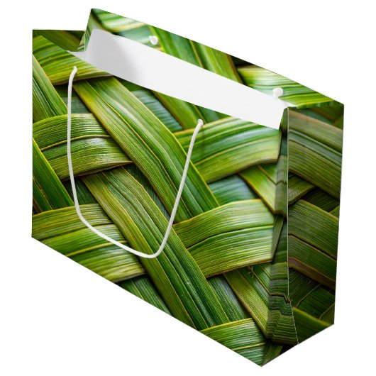 Green Fresh Bamboo Weave Große Geschenktüte (Vorderseite Schrägansicht)