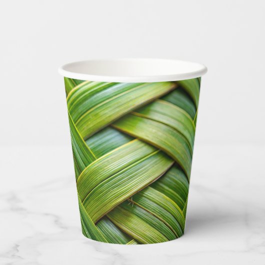 Green Fresh Bamboo Weave Pappbecher (Rückseite)