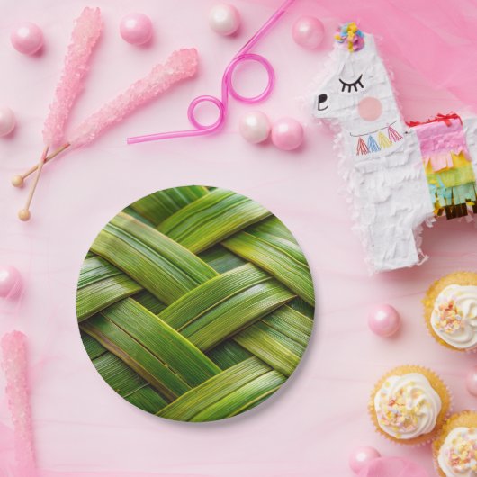 Green Fresh Bamboo Weave Pappteller (Party)