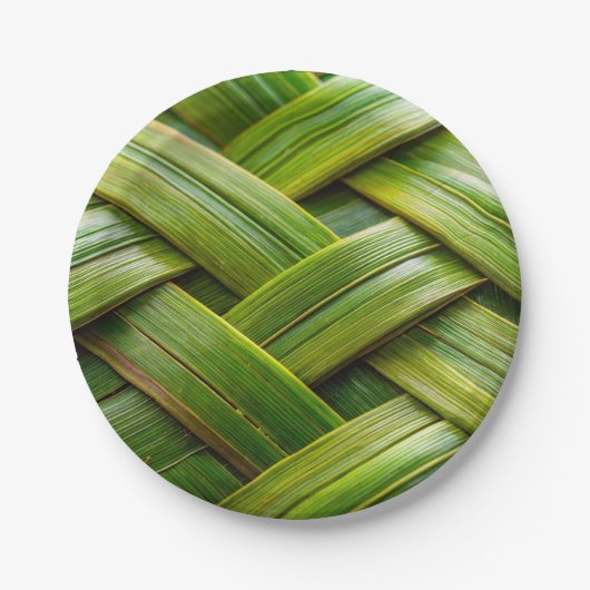 Green Fresh Bamboo Weave Pappteller (Vorderseite)
