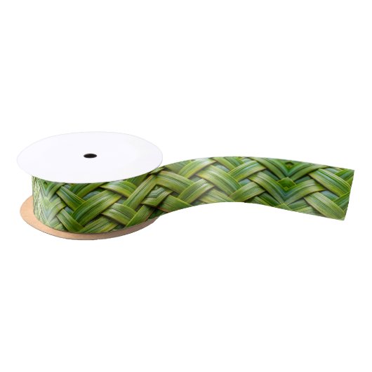 Green Fresh Bamboo Weave Satinband (Spule)