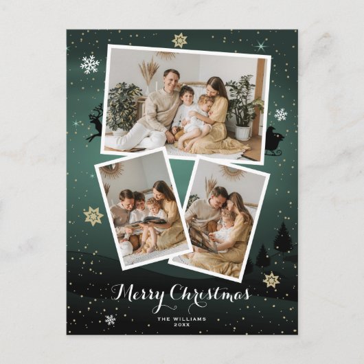 Green FroChristmas Holiday Foto Postkarten (Vorderseite)