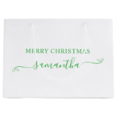 Green FroChristmas Niedlich Bow Signature Name Große Geschenktüte (Vorderseite)