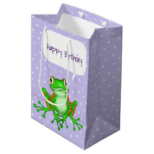Green Frog auf Polka Dots Mittlere Geschenktüte