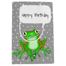 Green Frog auf Polka Dots Mittlere Geschenktüte