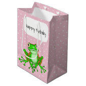 Green Frog auf Polka Dots Mittlere Geschenktüte (Vorderseite Schrägansicht)
