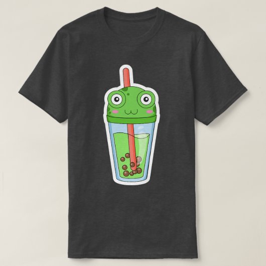 Green Frog Bubble Tea Kawaii Premium T-Shirt (Design vorne)
