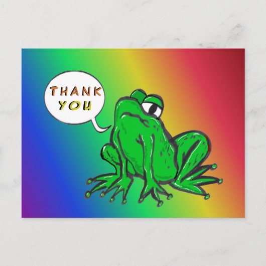 Green Frog Cartoon DANKEN SIE Postcard Postkarte (Vorderseite)