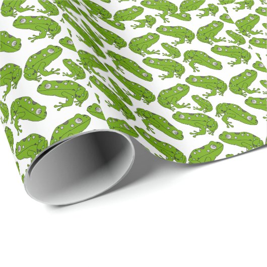 Green Frog Cartoon Geschenkpapier (Rolleneckpunkt)