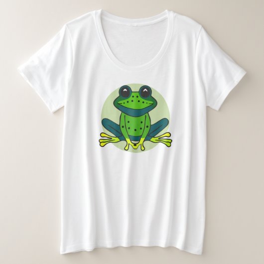 Green Frog Cartoon Große Größe T-Shirt (Design vorne)