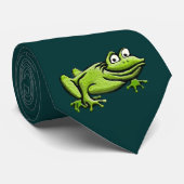 Green Frog Cartoon Krawatte (Gerollt)