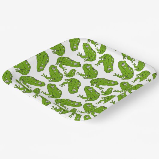 Green Frog Cartoon Pappteller (Gewinkelt)