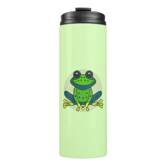 Green Frog Cartoon Thermosbecher (Vorderseite)