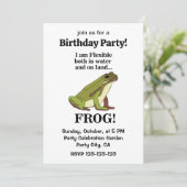 Green Frog Funny Birthday Party Einladung (Stehend Vorderseite)