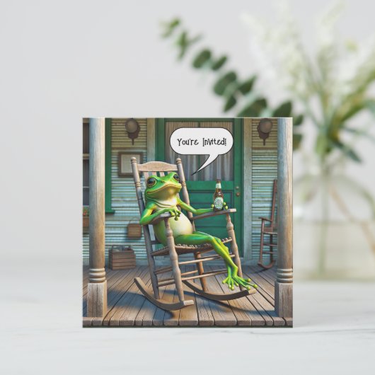 Green Frog Getting Birthday Party Einladung (Stehend Vorderseite)