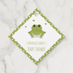 Green Frog Hearts Name Baby Shower Geschenkanhänger