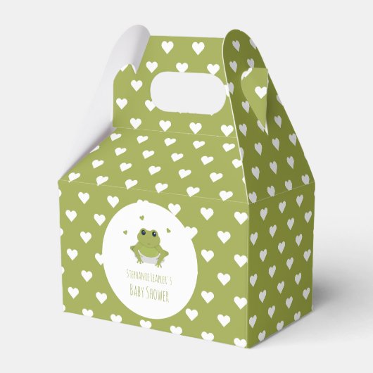Green Frog Hearts Name Baby Shower Geschenkschachtel (Vorderseite)