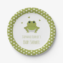 Green Frog Hearts Name Baby Shower