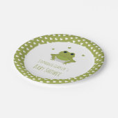 Green Frog Hearts Name Baby Shower Pappteller (Schrägansicht)