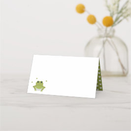 Green Frog Hearts Name Baby Shower Platzkarte