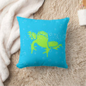 GREEN Frog Kids Blue Kissen (Decke)