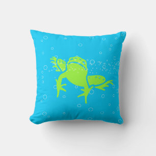 GREEN Frog Kids Blue Kissen
