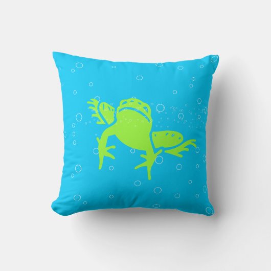 GREEN Frog Kids Blue Kissen (Vorderseite)