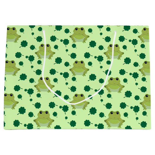 Green Frog Kleeblatt St Patrick's Day Große Geschenktüte (Vorderseite)